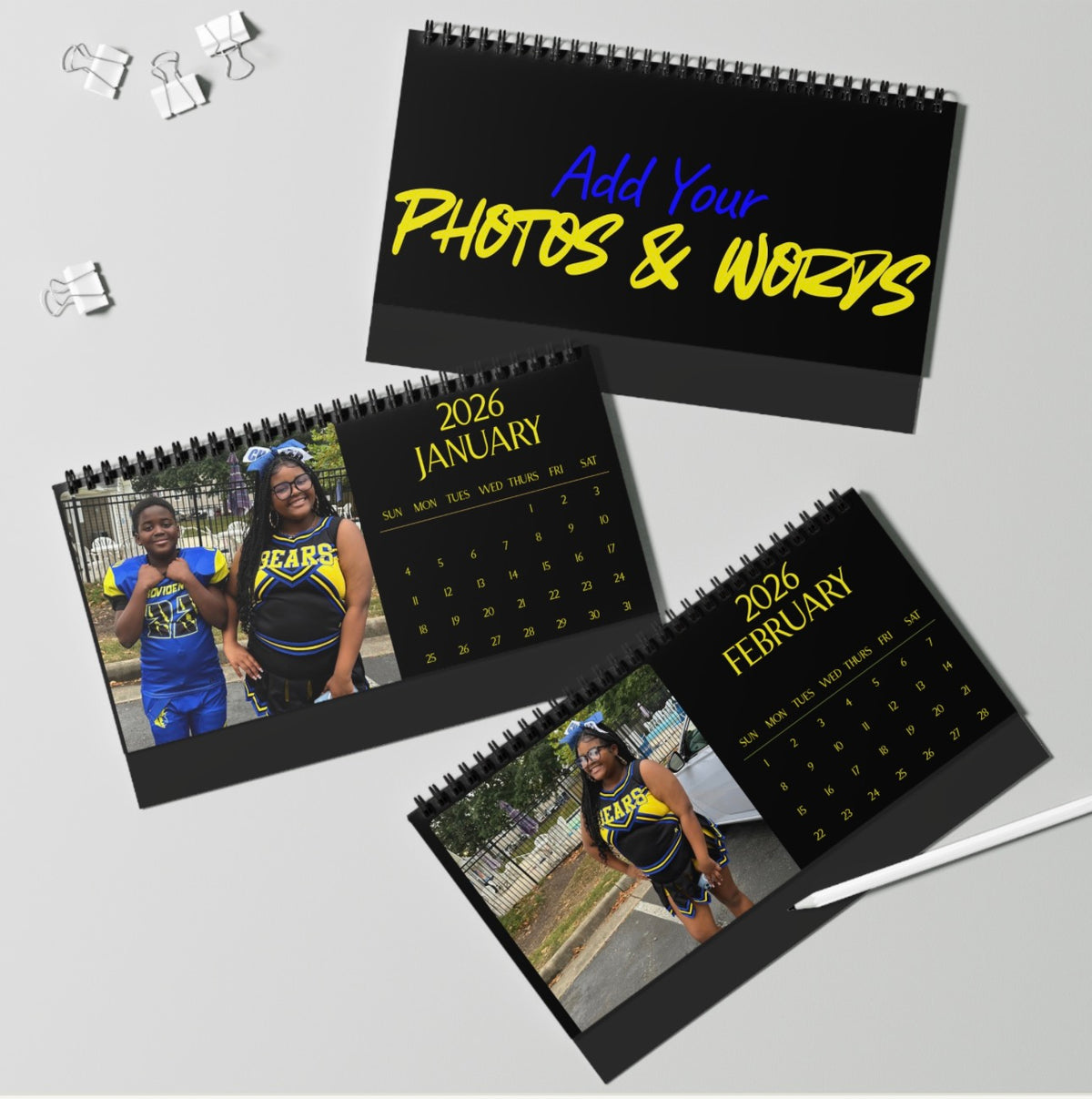 Personalized custom photo spiral desktop calendar