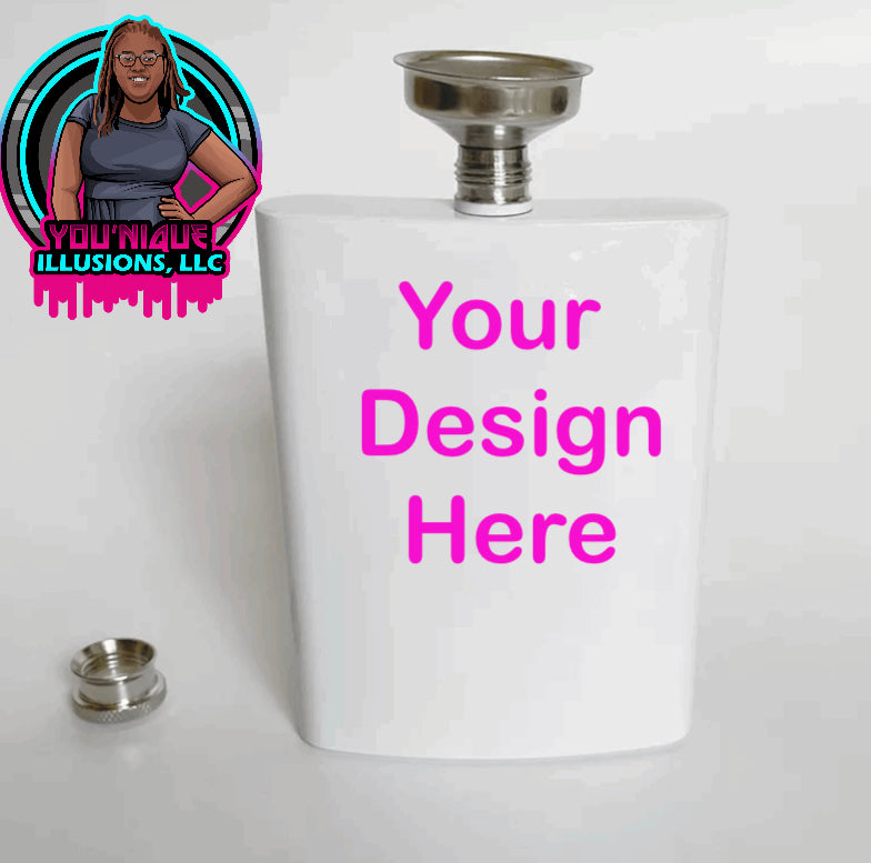 Custom personalized 8 ounce flask with photo or team design