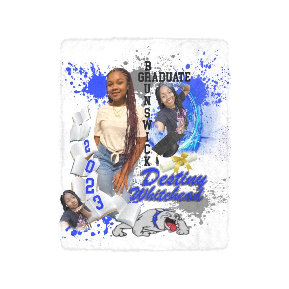 Custom graduation fleece blanket personalized for senior