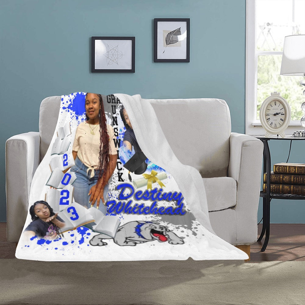 Custom graduation fleece blanket personalized for senior