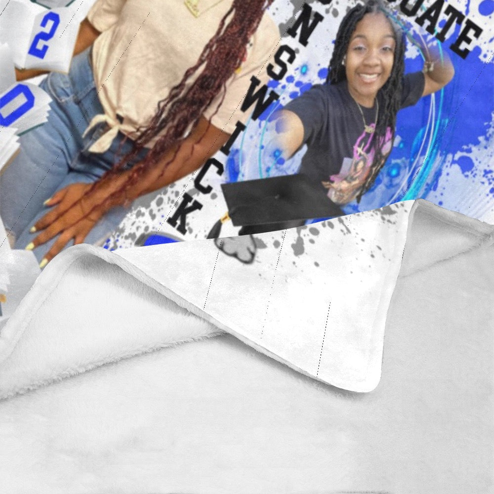 Custom graduation fleece blanket personalized for senior