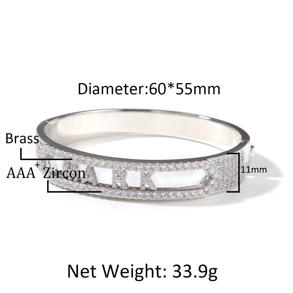 Name Bracelet Movable Letters Copper CZ 11mm Bracelet